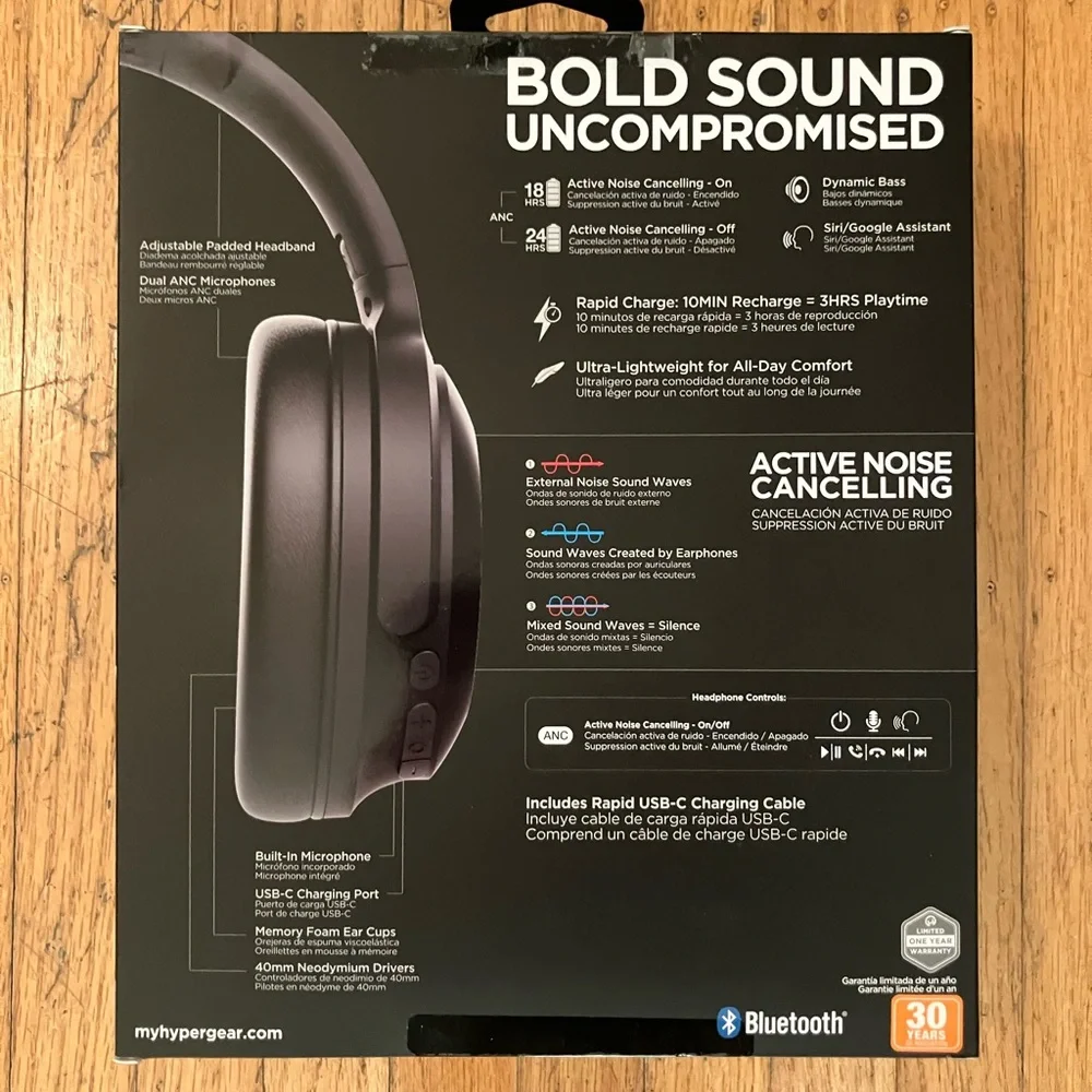 HyperGear Black Wireless Headphones - Picture 2 of 2